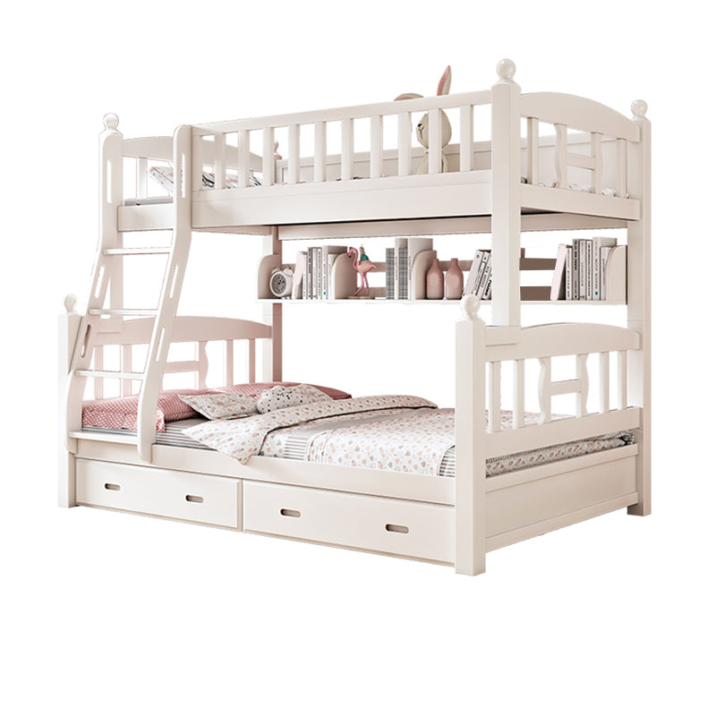 Traditional Style Kid Bed in White Solid Wood Standard Bunk Bed