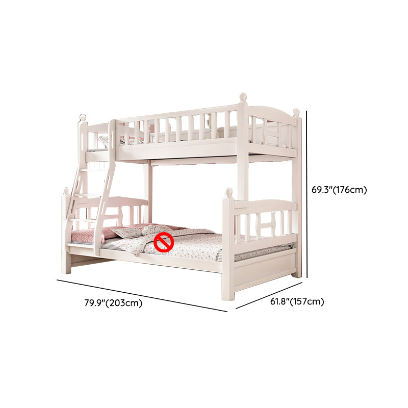 Traditional Style Kid Bed in White Solid Wood Standard Bunk Bed