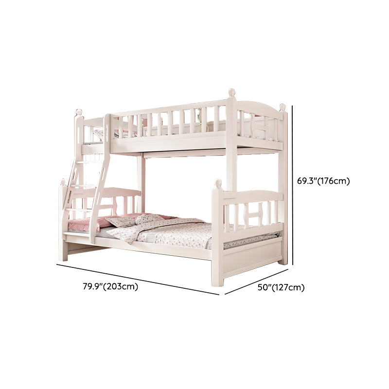 Traditional Style Kid Bed in White Solid Wood Standard Bunk Bed