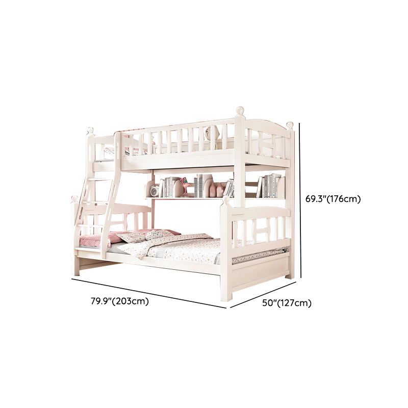 Traditional Style Kid Bed in White Solid Wood Standard Bunk Bed