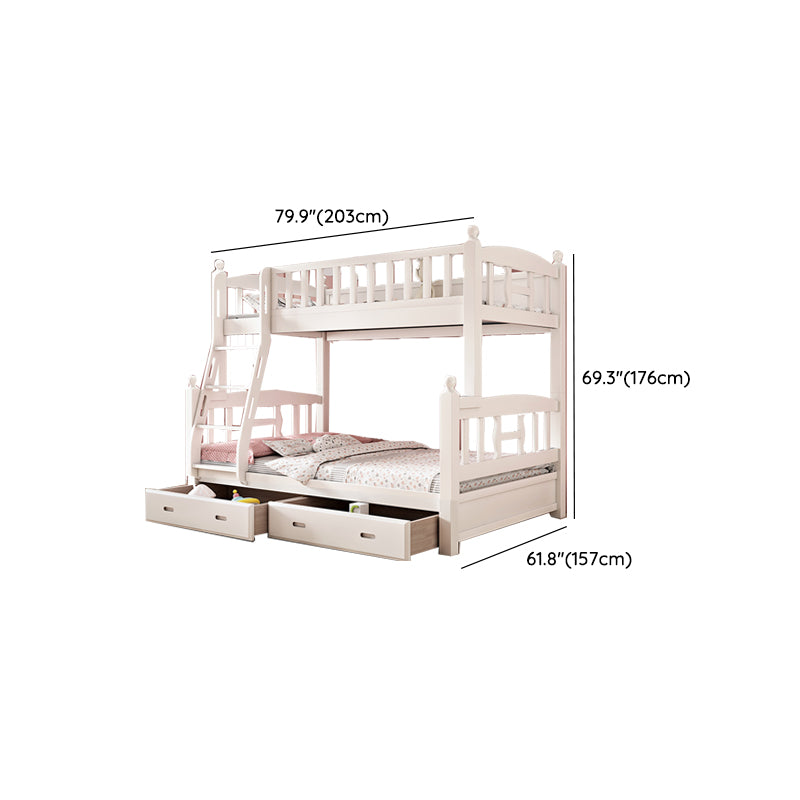 Traditional Style Kid Bed in White Solid Wood Standard Bunk Bed