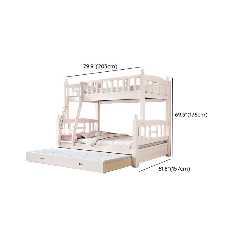 Traditional Style Kid Bed in White Solid Wood Standard Bunk Bed