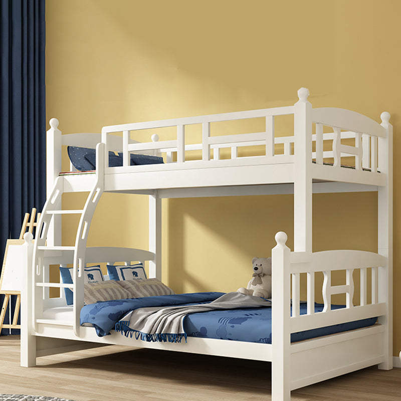 Traditional White Kid Bed Solid Wood Standard Bunk Bed with Ladder