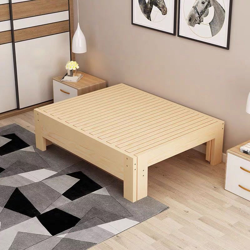 Scandinavian  Styled Natural Platform Bed Solid Wood Kid Bed