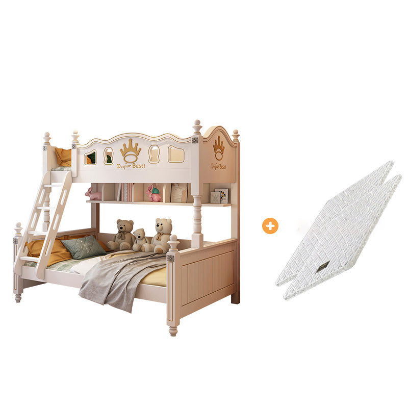 Nordic Solid Wood High Bunk Bed White Kid's Bed with Storage/Stairway