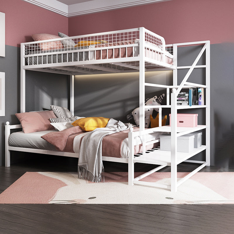 Scandinavian Bunk Bed Metal Slat Headboard Kid Bed with Staircase