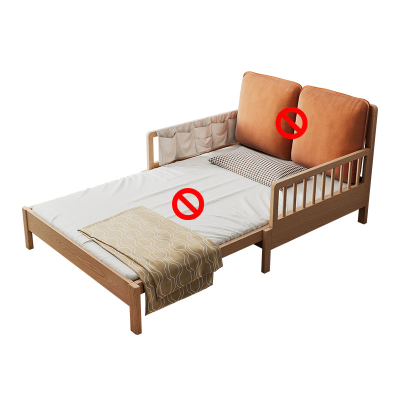 Upholstered Folding Slat Bed in Natural Solid Wood Daybed with Mattress