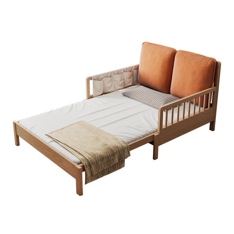 Upholstered Folding Slat Bed in Natural Solid Wood Daybed with Mattress