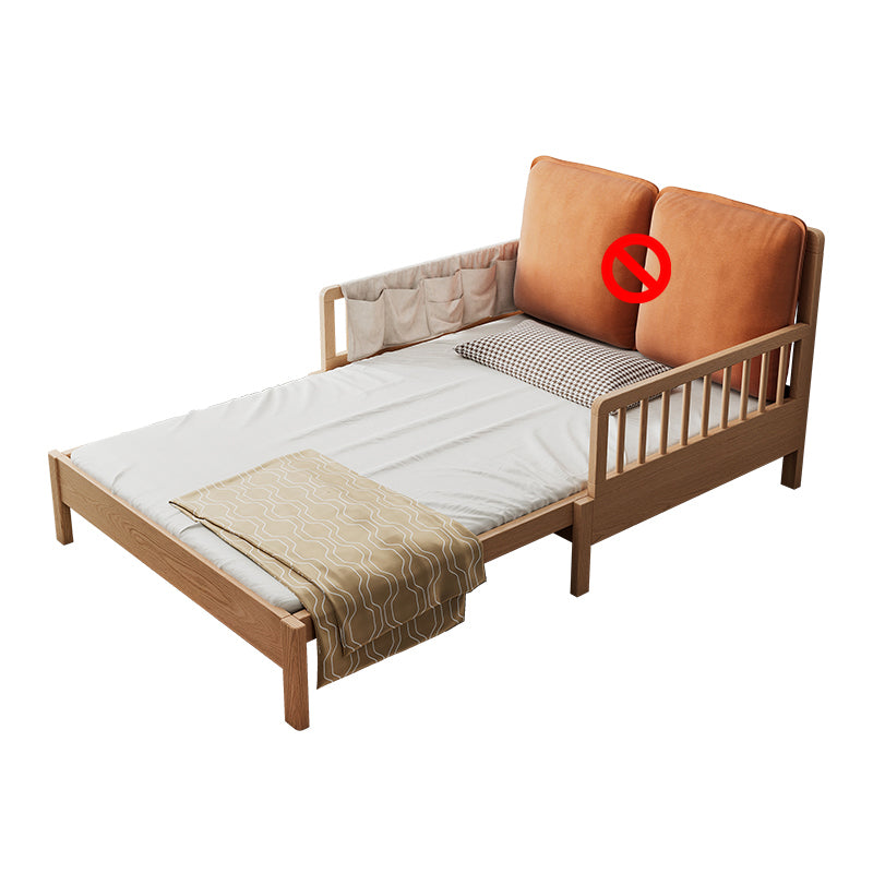 Upholstered Folding Slat Bed in Natural Solid Wood Daybed with Mattress