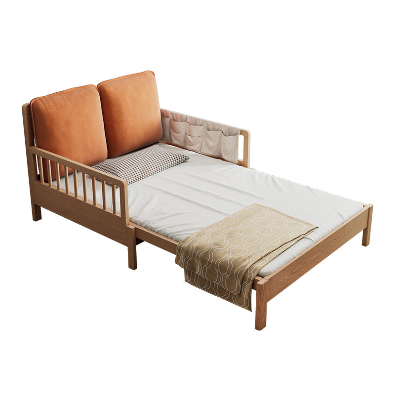 Upholstered Folding Slat Bed in Natural Solid Wood Daybed with Mattress