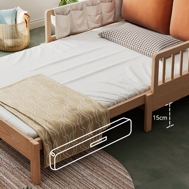 Upholstered Folding Slat Bed in Natural Solid Wood Daybed with Mattress