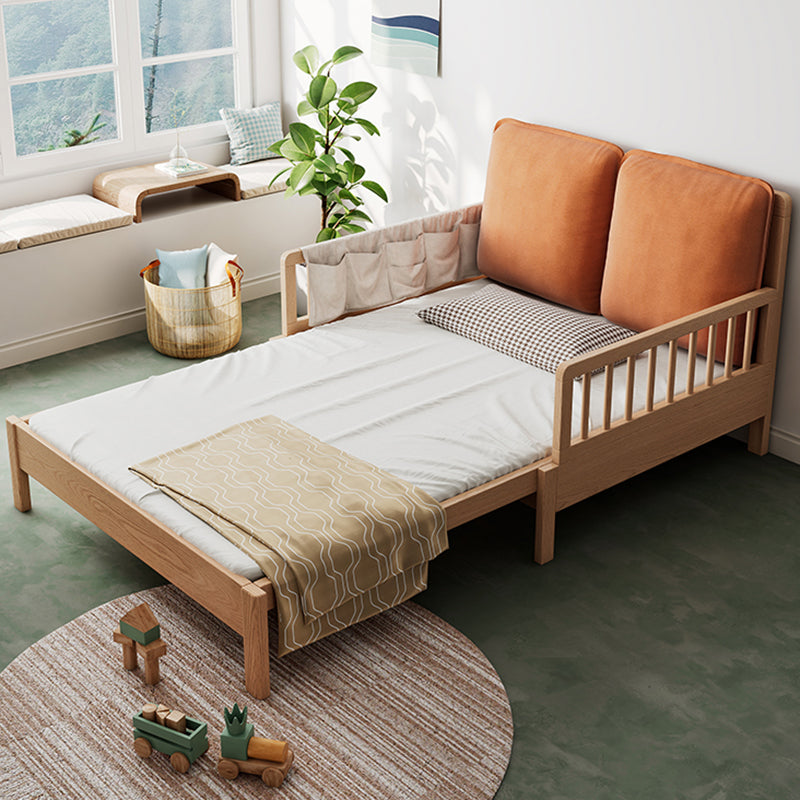 Upholstered Folding Slat Bed in Natural Solid Wood Daybed with Mattress