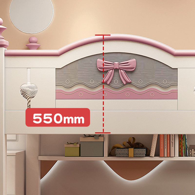 White Wood Standard Bunk Bed with Trundle Nordic Mattress Included High Bunk Bed for Girls