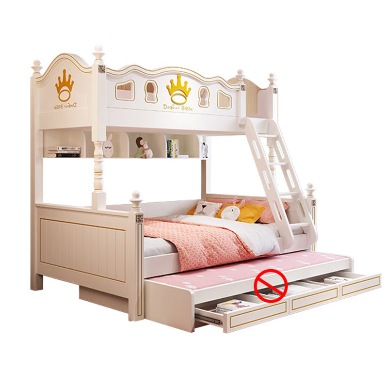 Nordic Wood Bunk Bed in White Mattress Included Loft Bunk Bed with Trundle