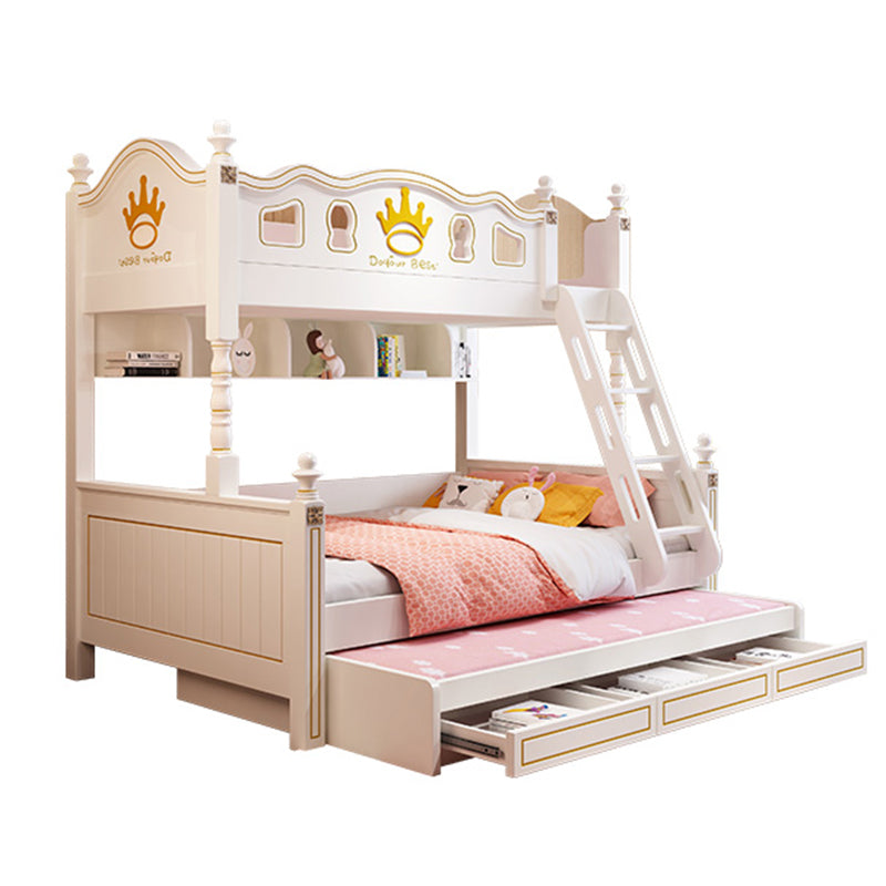 Nordic Wood Bunk Bed in White Mattress Included Loft Bunk Bed with Trundle