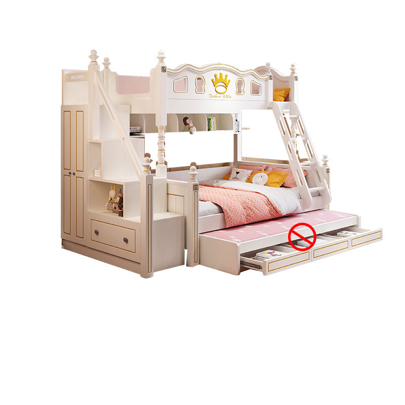 Nordic Wood Bunk Bed in White Mattress Included Loft Bunk Bed with Trundle