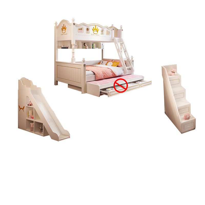 Nordic Wood Bunk Bed in White Mattress Included Loft Bunk Bed with Trundle