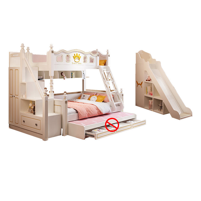 Nordic Wood Bunk Bed in White Mattress Included Loft Bunk Bed with Trundle