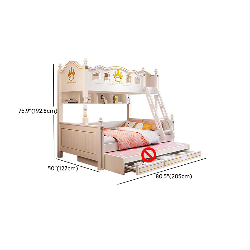 Nordic Wood Bunk Bed in White Mattress Included Loft Bunk Bed with Trundle