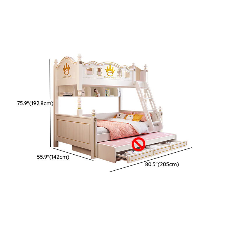 Nordic Wood Bunk Bed in White Mattress Included Loft Bunk Bed with Trundle