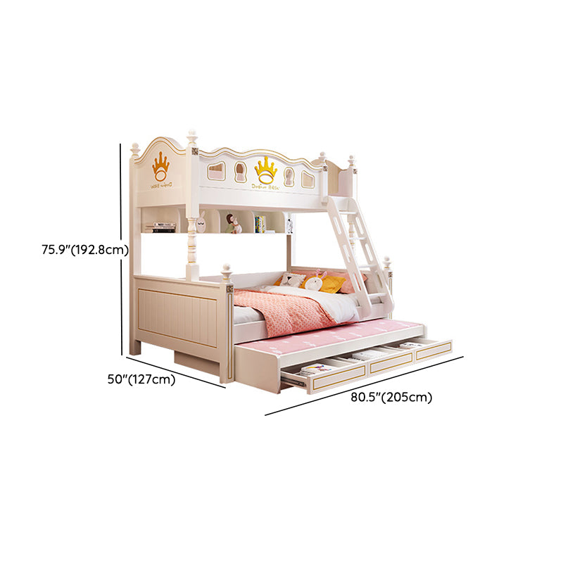 Nordic Wood Bunk Bed in White Mattress Included Loft Bunk Bed with Trundle