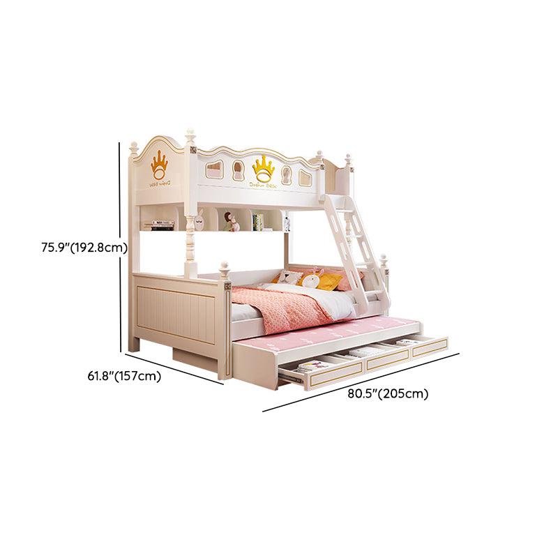 Nordic Wood Bunk Bed in White Mattress Included Loft Bunk Bed with Trundle