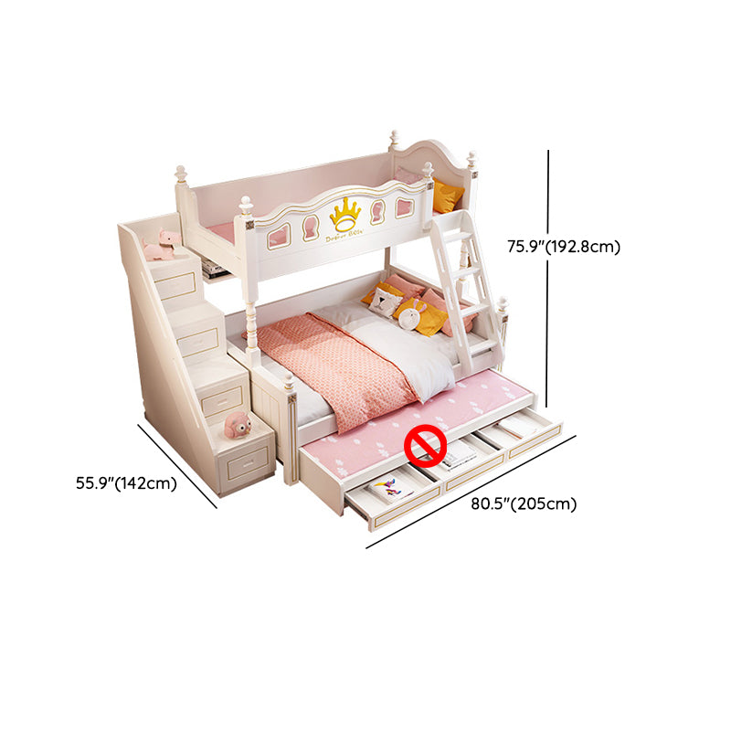 Nordic Wood Bunk Bed in White Mattress Included Loft Bunk Bed with Trundle