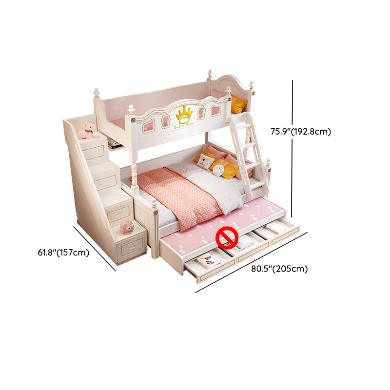 Nordic Wood Bunk Bed in White Mattress Included Loft Bunk Bed with Trundle