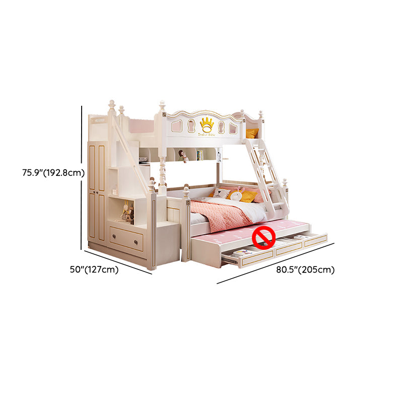 Nordic Wood Bunk Bed in White Mattress Included Loft Bunk Bed with Trundle