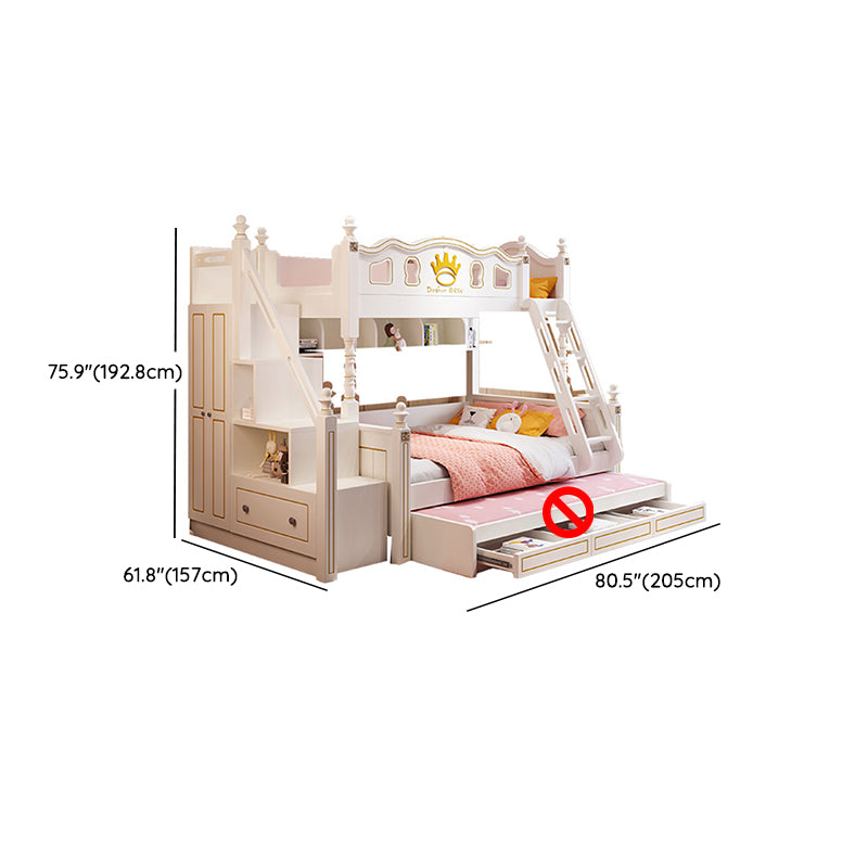 Nordic Wood Bunk Bed in White Mattress Included Loft Bunk Bed with Trundle