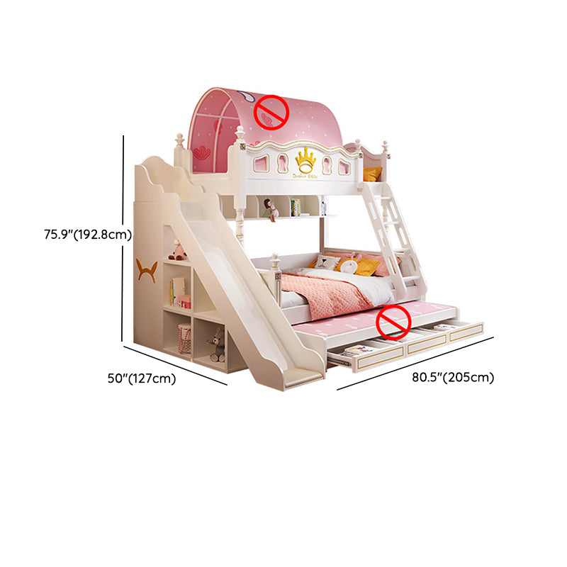 Nordic Wood Bunk Bed in White Mattress Included Loft Bunk Bed with Trundle