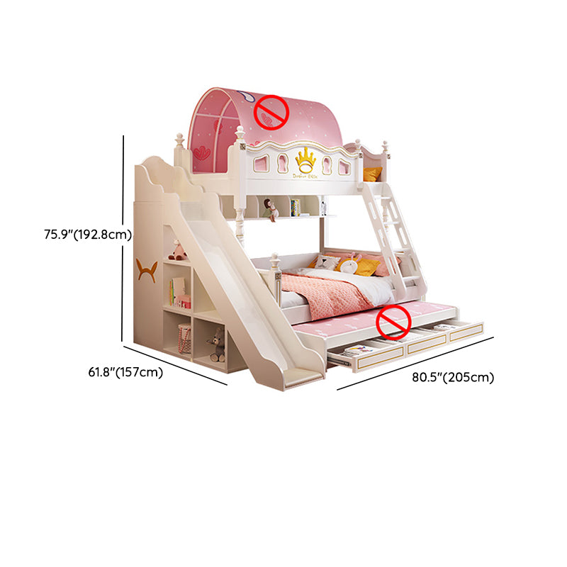 Nordic Wood Bunk Bed in White Mattress Included Loft Bunk Bed with Trundle