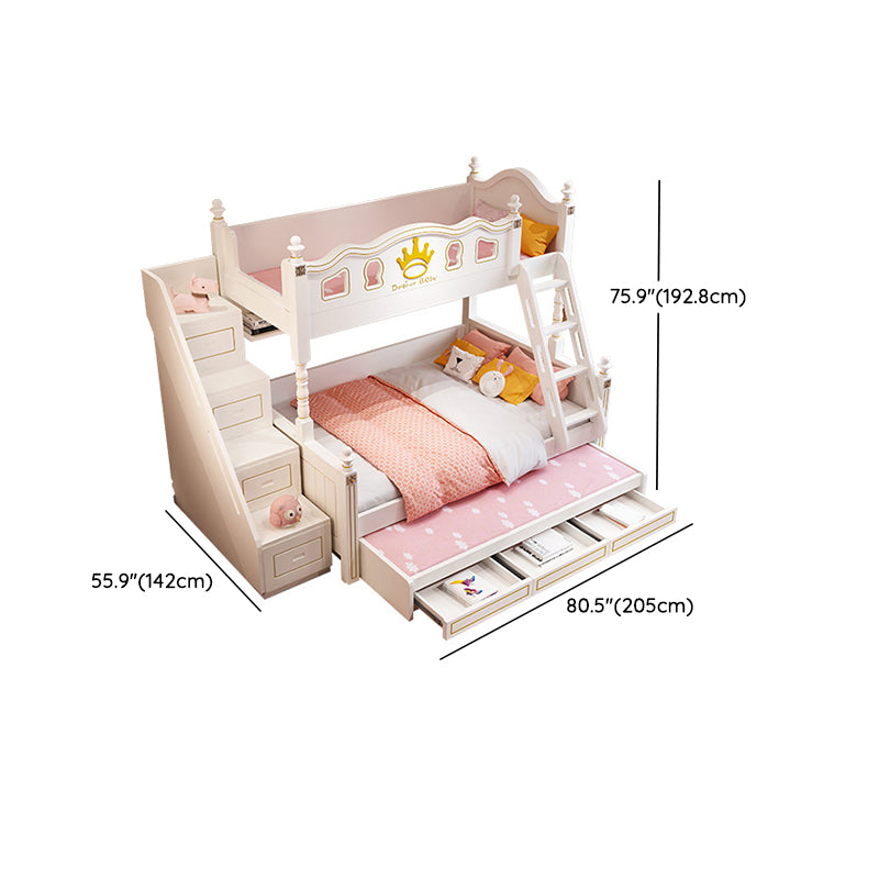 Nordic Wood Bunk Bed in White Mattress Included Loft Bunk Bed with Trundle