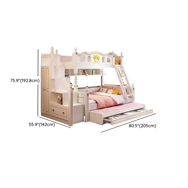 Nordic Wood Bunk Bed in White Mattress Included Loft Bunk Bed with Trundle