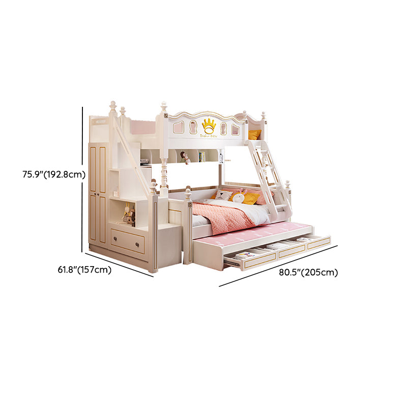 Nordic Wood Bunk Bed in White Mattress Included Loft Bunk Bed with Trundle