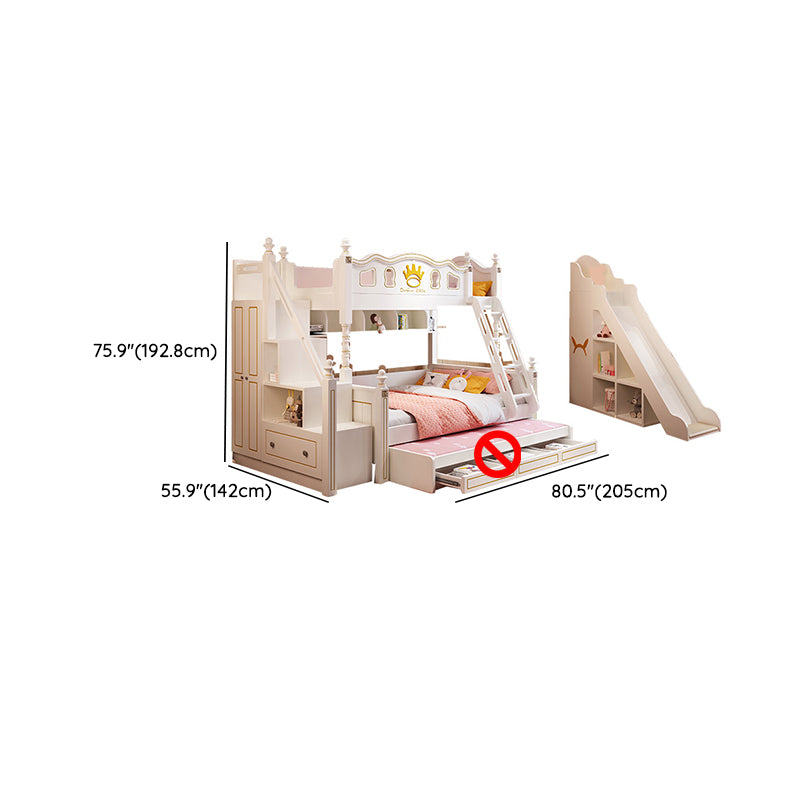 Nordic Wood Bunk Bed in White Mattress Included Loft Bunk Bed with Trundle