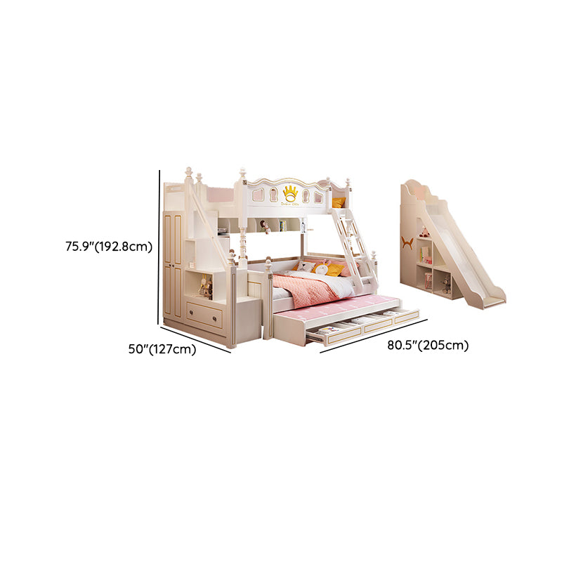 Nordic Wood Bunk Bed in White Mattress Included Loft Bunk Bed with Trundle