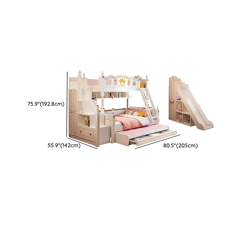 Nordic Wood Bunk Bed in White Mattress Included Loft Bunk Bed with Trundle