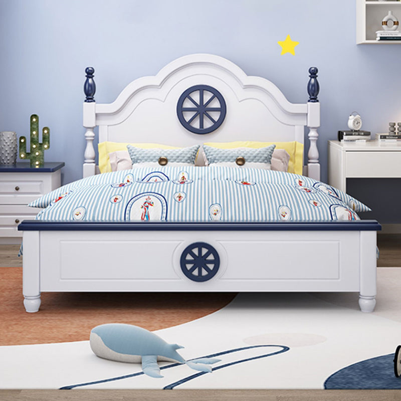 Coastal Style White Kid Bed Solid Wood Panel Headboard Standard Bed