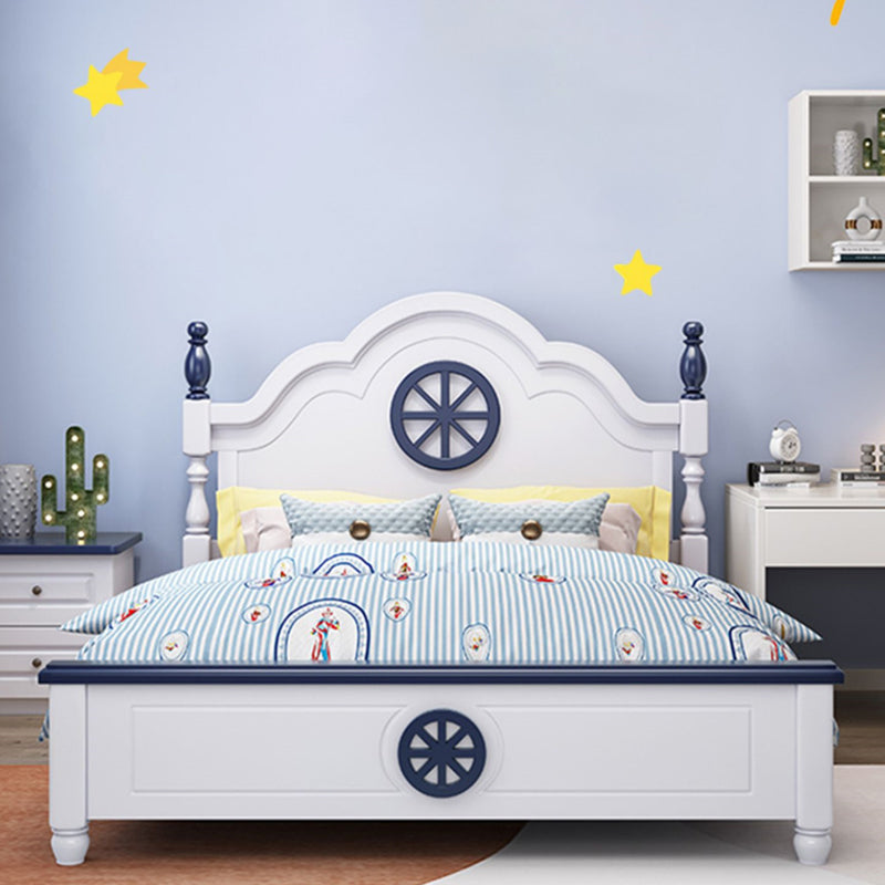 Coastal Style White Kid Bed Solid Wood Panel Headboard Standard Bed