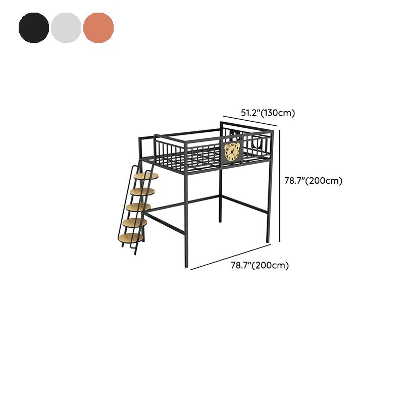 Metal Loft Bunk Bed Open Frame Bed with Guardrails and Stairway