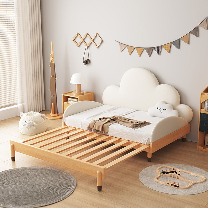 Scandinavian Daybed with Panel Headboard in White and Solid Wood