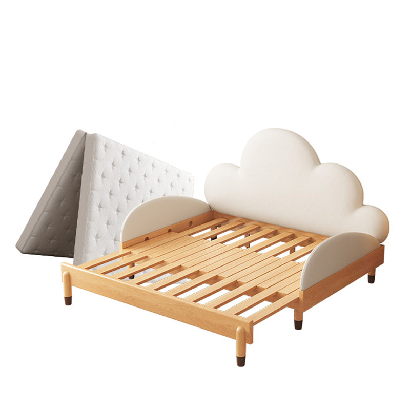 Scandinavian Daybed with Panel Headboard in White and Solid Wood