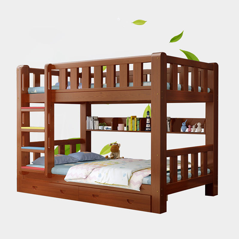 Mid-century Modern No Theme Kid Bed Solid Wood Standard Bunk Bed with Storage