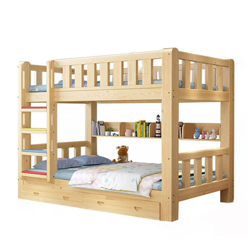 Mid-century Modern No Theme Kid Bed Solid Wood Standard Bunk Bed with Storage