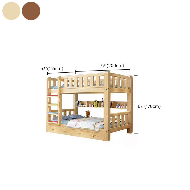 Mid-century Modern No Theme Kid Bed Solid Wood Standard Bunk Bed with Storage