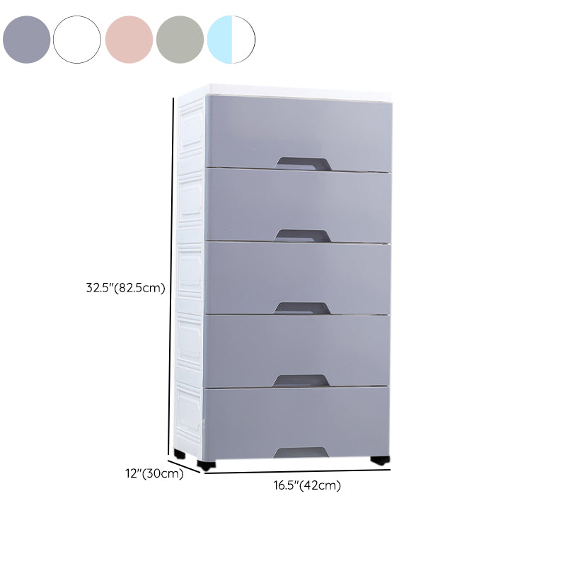 Modern Kids Dressers Vertical Plastic Nursery Dresser with Drawers