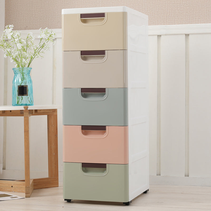 Scandinavian Vertical Kids Dresser Set Plastic Nursery Dresser with Drawers