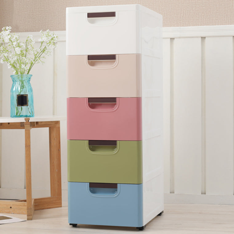 Scandinavian Vertical Kids Dresser Set Plastic Nursery Dresser with Drawers