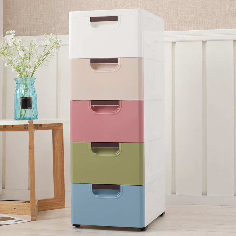 Scandinavian Vertical Kids Dresser Set Plastic Nursery Dresser with Drawers